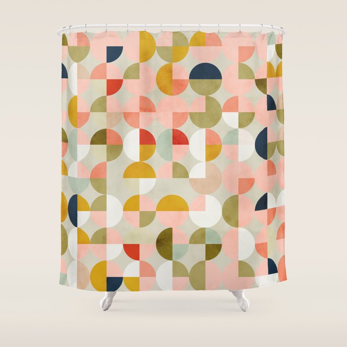 Shapes Mid Century Modern Abstract Shower Curtain