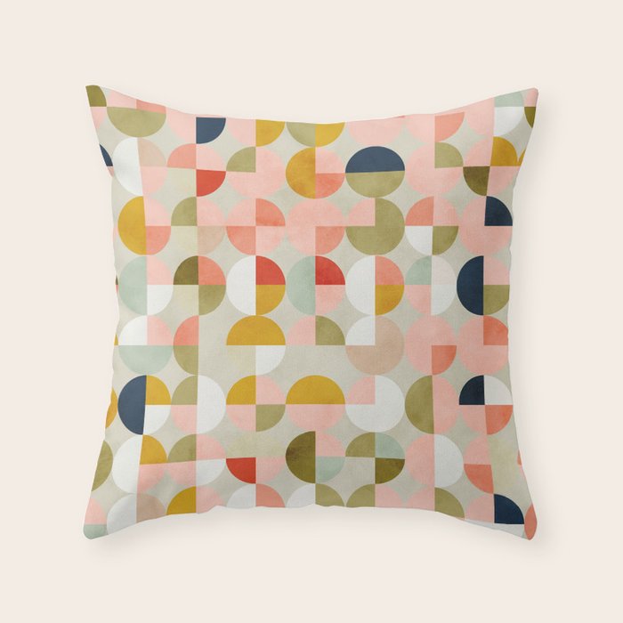 Shapes Mid Century Modern Abstract Throw Pillow