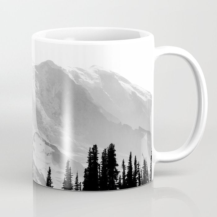 Mount Rainier Black And White Coffee Mug