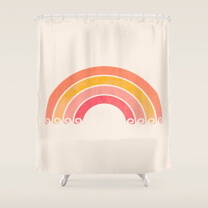 Whimsical Vintage Rainbow Waves Shower Curtain