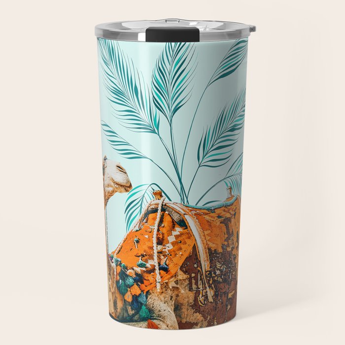 Camel Ride, Modern Bohemian Eclectic Animals, India Culture Travel Palm Desert Painting Travel Mug