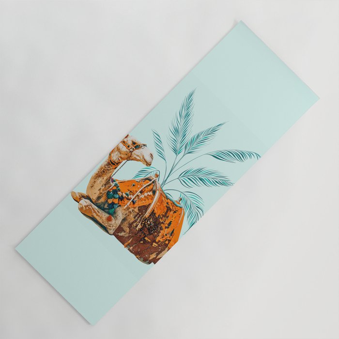 Camel Ride, Modern Bohemian Eclectic Animals, India Culture Travel Palm Desert Painting Yoga Mat