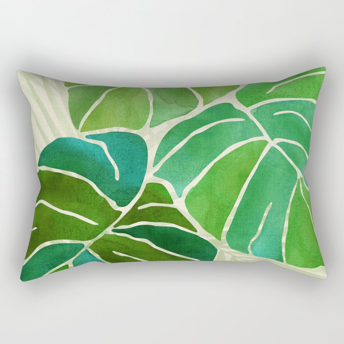 Tropical Plants Monstera Leaf Rectangular Pillow