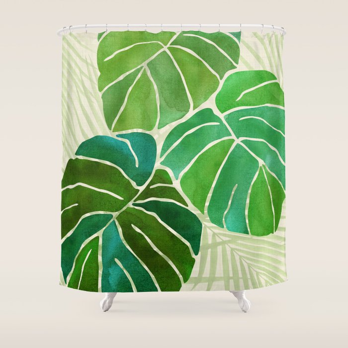 Tropical Plants Monstera Leaf Shower Curtain