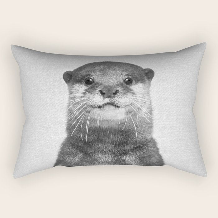 Otter - Black & White Rectangular Pillow