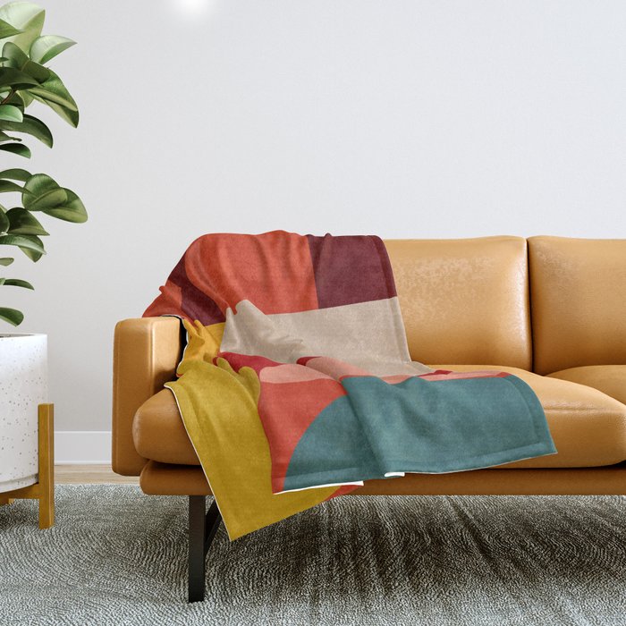 Shapes Of Red Mid Century Art Throw Blanket
