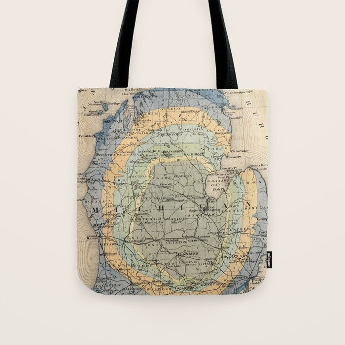 Vintage Michigan Geology Map (1873) Tote Bag