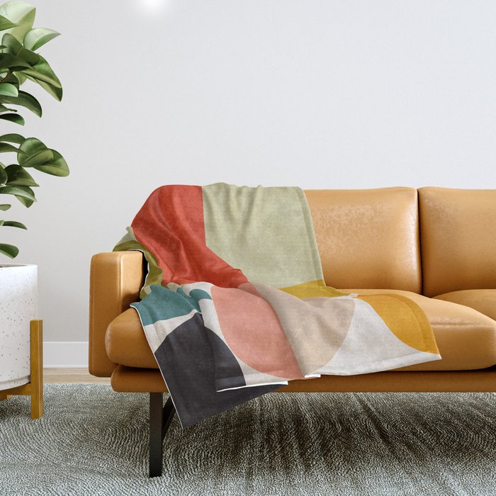 Shapes Of Mid Century Geometry Art Throw Blanket
