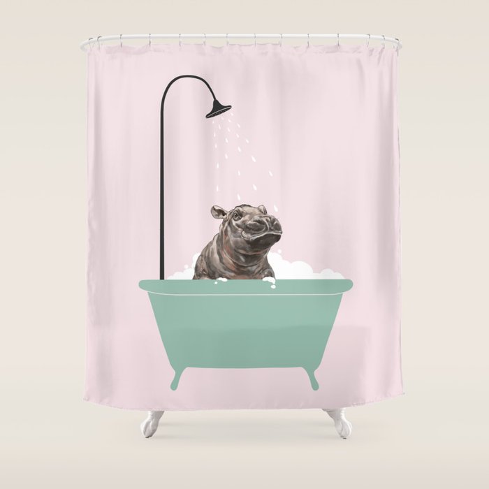 Hippo Enjoying Bubble Bath Shower Curtain