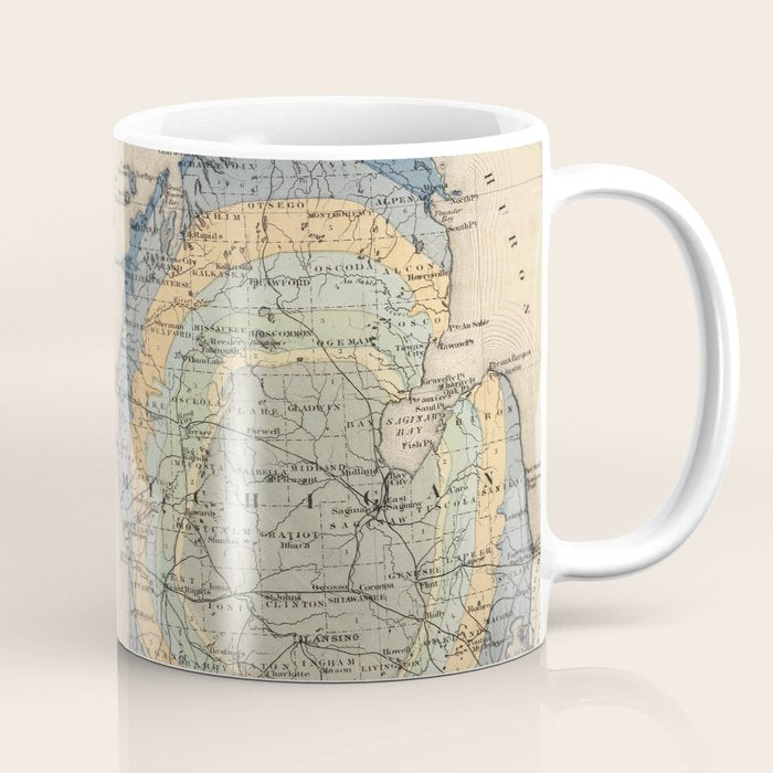Vintage Michigan Geology Map (1873) Coffee Mug