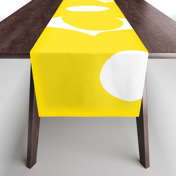 Large Yellow Retro Flowers On White Background #Decor #Homestorie #Buyart Table Runner