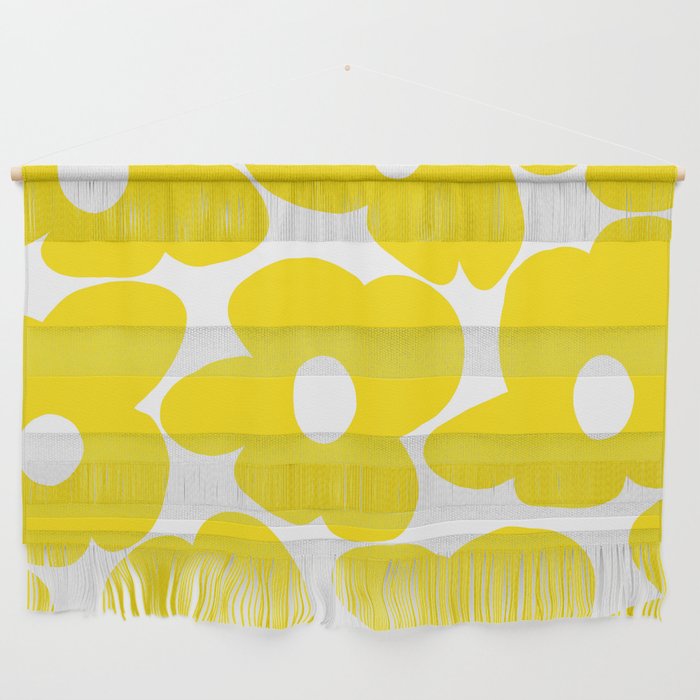 Large Yellow Retro Flowers On White Background #Decor #Homestorie #Buyart Wall Hanging