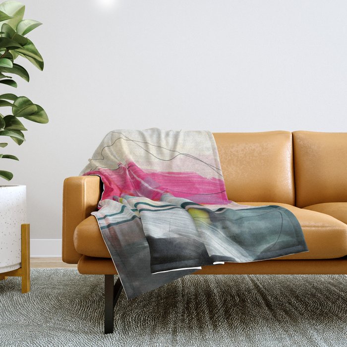 Abstract Landscape With Pink Sky Over White Cloud Mountain Throw Blanket