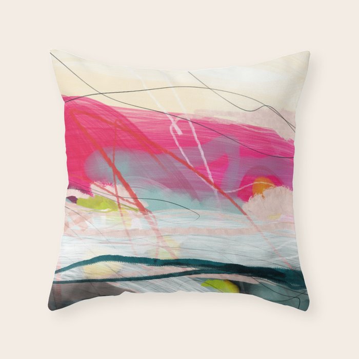 Abstract Landscape With Pink Sky Over White Cloud Mountain Throw Pillow