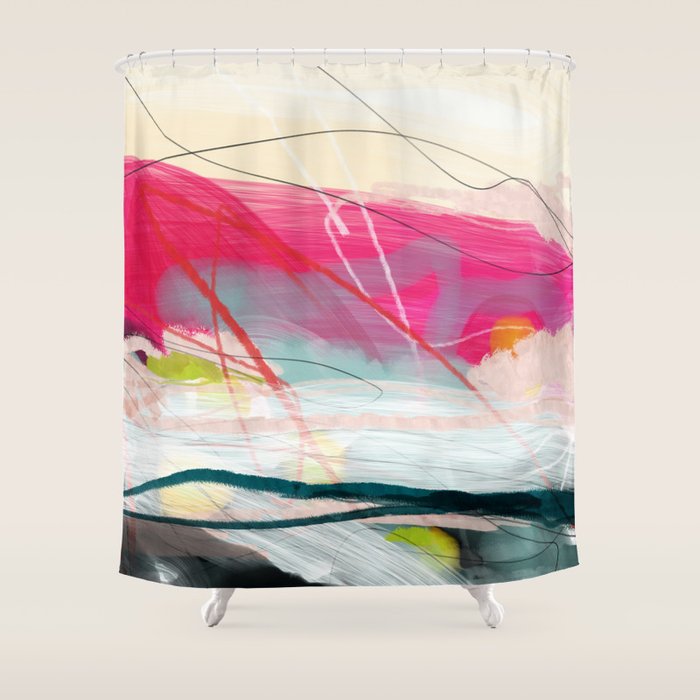 Abstract Landscape With Pink Sky Over White Cloud Mountain Shower Curtain