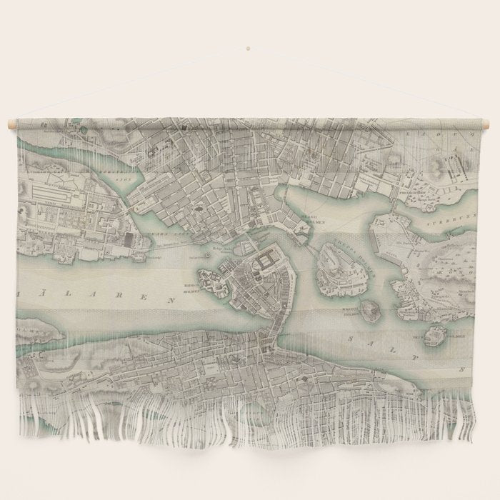 Vintage Map Of Stockholm Sweden (1838) Wall Hanging