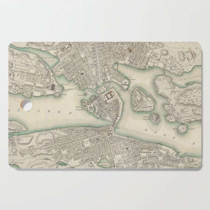 Vintage Map Of Stockholm Sweden (1838) Cutting Board