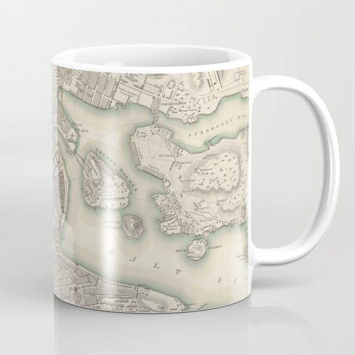 Vintage Map Of Stockholm Sweden (1838) Coffee Mug