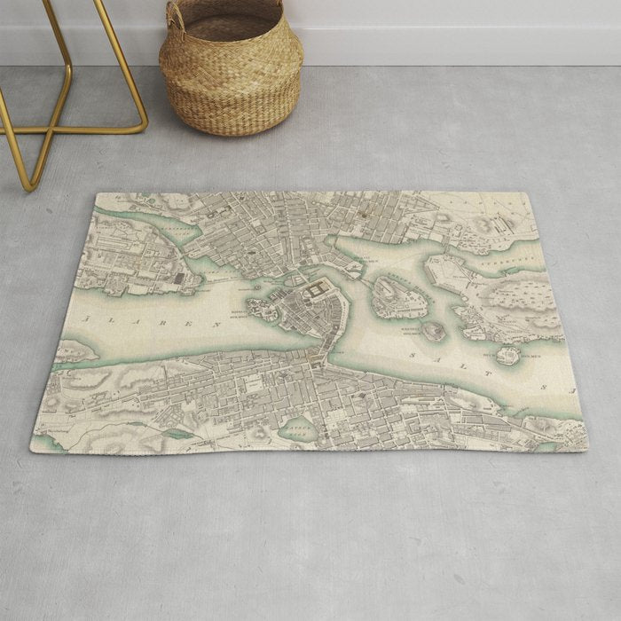 Vintage Map Of Stockholm Sweden (1838) Rug