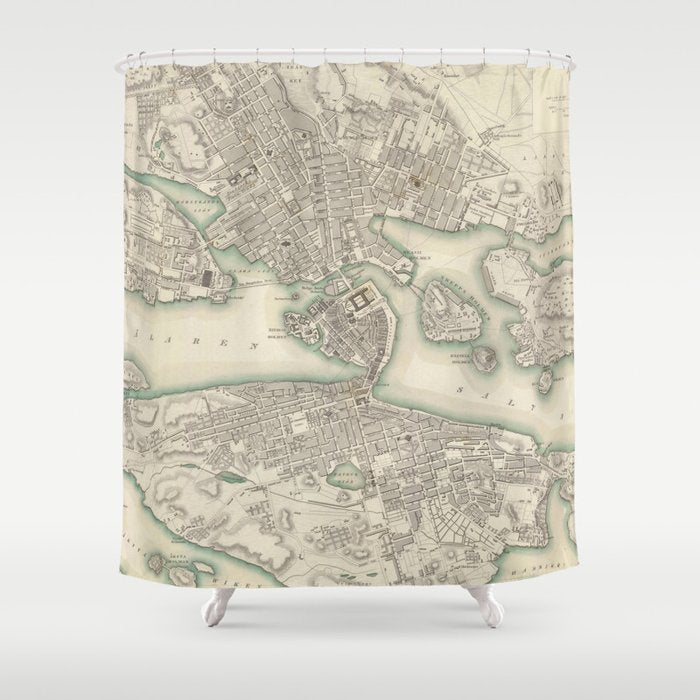Vintage Map Of Stockholm Sweden (1838) Shower Curtain
