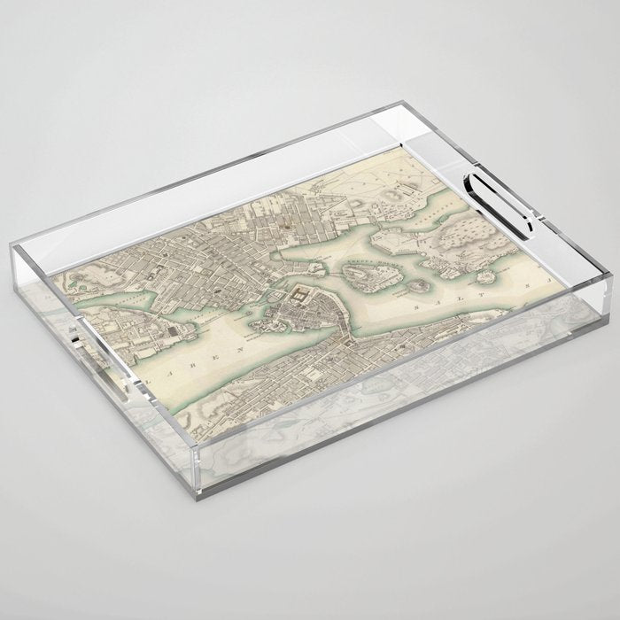 Vintage Map Of Stockholm Sweden (1838) Acrylic Tray
