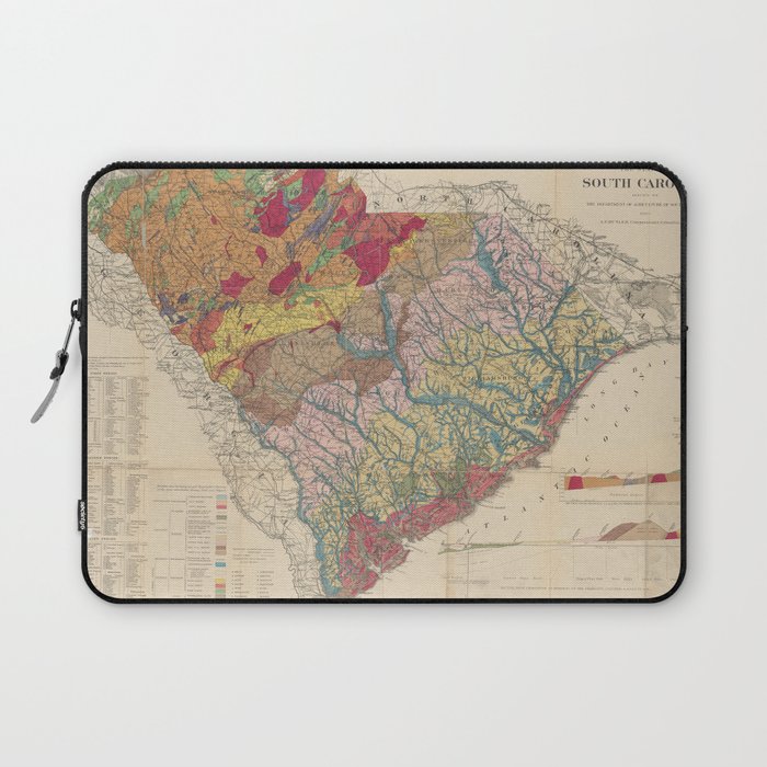 Vintage Geological Map Of South Carolina (1883) Laptop Sleeve