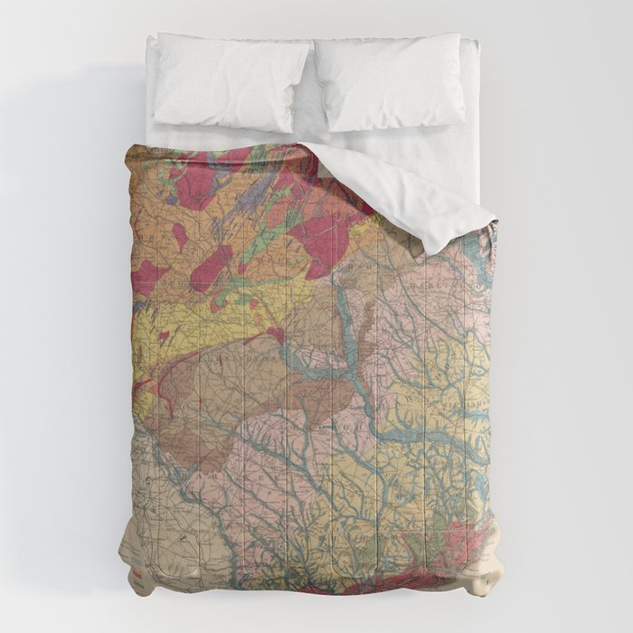 Vintage Geological Map Of South Carolina (1883) Comforter