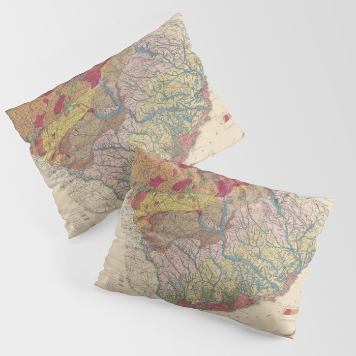 Vintage Geological Map Of South Carolina (1883) Pillow Sham