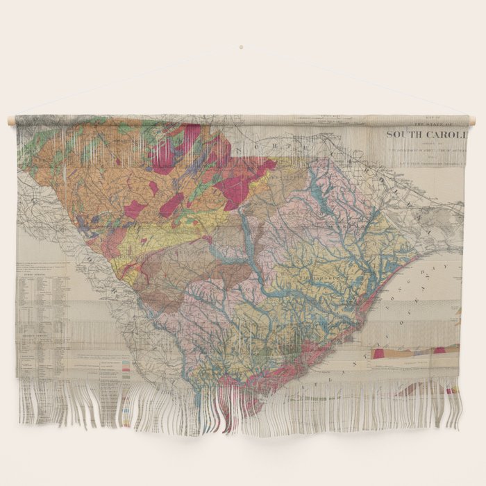 Vintage Geological Map Of South Carolina (1883) Wall Hanging