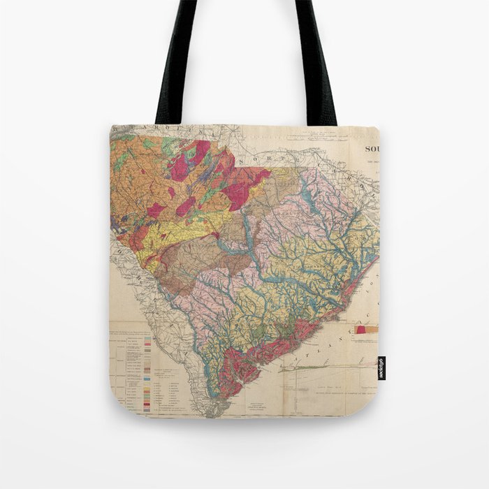 Vintage Geological Map Of South Carolina (1883) Tote Bag