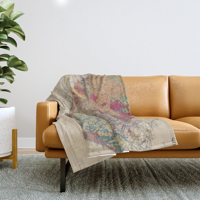 Vintage Geological Map Of South Carolina (1883) Throw Blanket