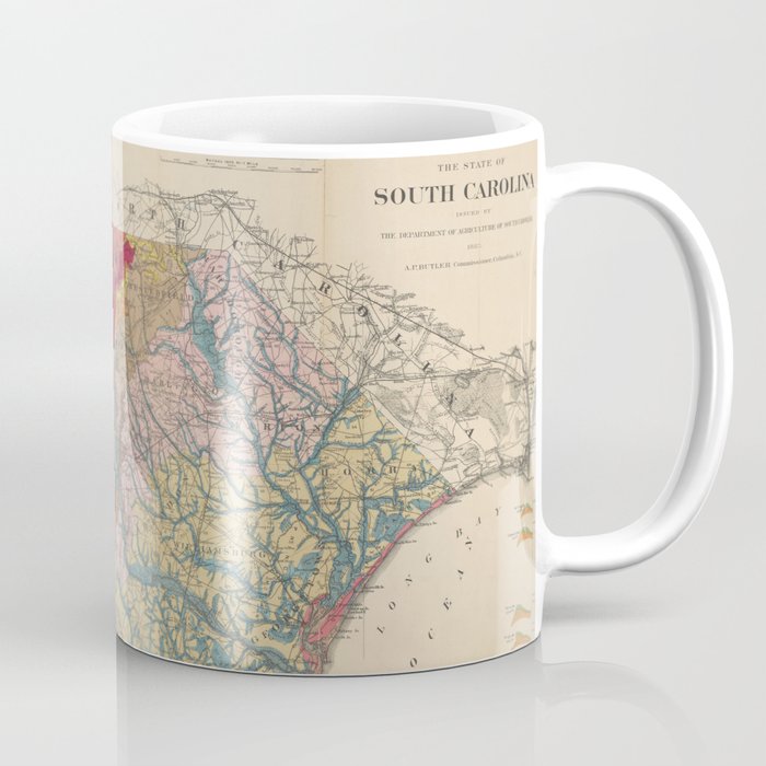 Vintage Geological Map Of South Carolina (1883) Coffee Mug
