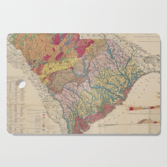 Vintage Geological Map Of South Carolina (1883) Cutting Board