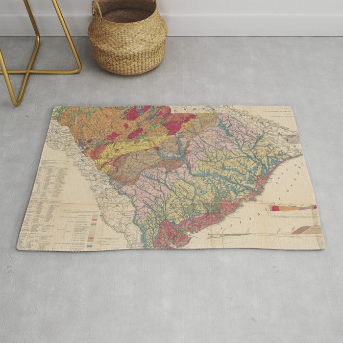 Vintage Geological Map Of South Carolina (1883) Rug