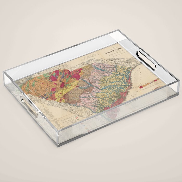 Vintage Geological Map Of South Carolina (1883) Acrylic Tray