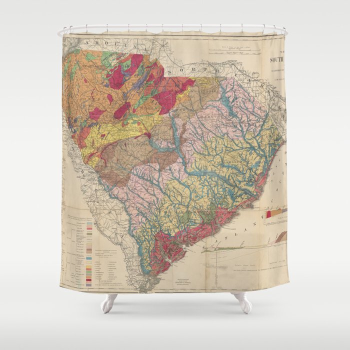 Vintage Geological Map Of South Carolina (1883) Shower Curtain