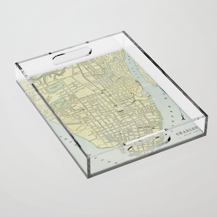 Vintage Map Of Charleston Sc (1901) Acrylic Tray