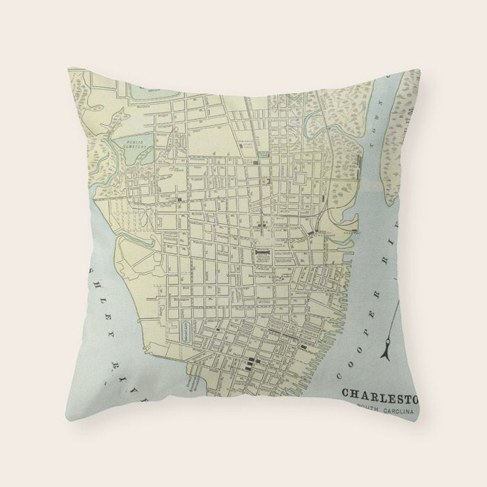 Vintage Map Of Charleston Sc (1901) Throw Pillow