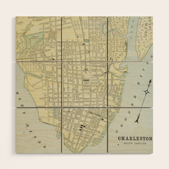 Vintage Map Of Charleston Sc (1901) Wood Wall Art