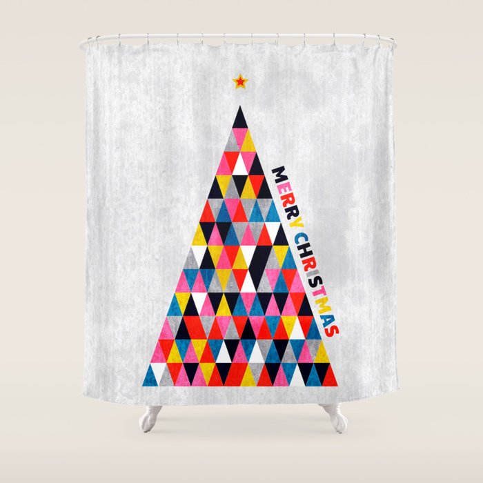 Minimalistic Christmas Tree Shower Curtain