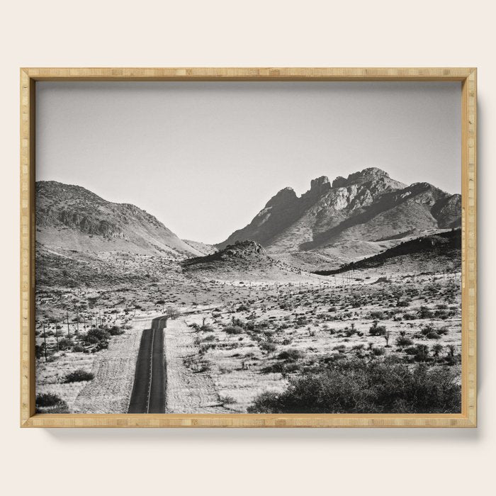 The Lost Highway Iii Black & White Serving Tray