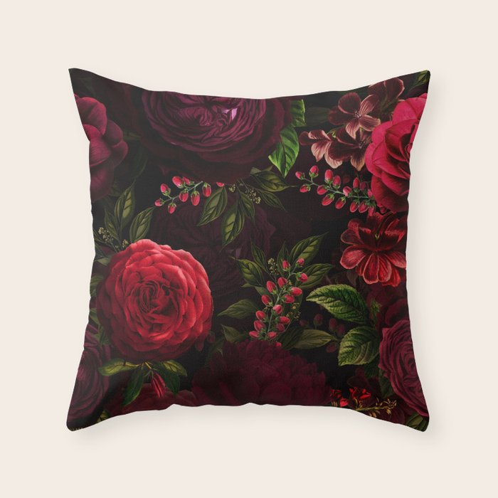 Vintage & Shabby Chic - Vintage & Shabby Chic - Mystical Night Roses Throw Pillow