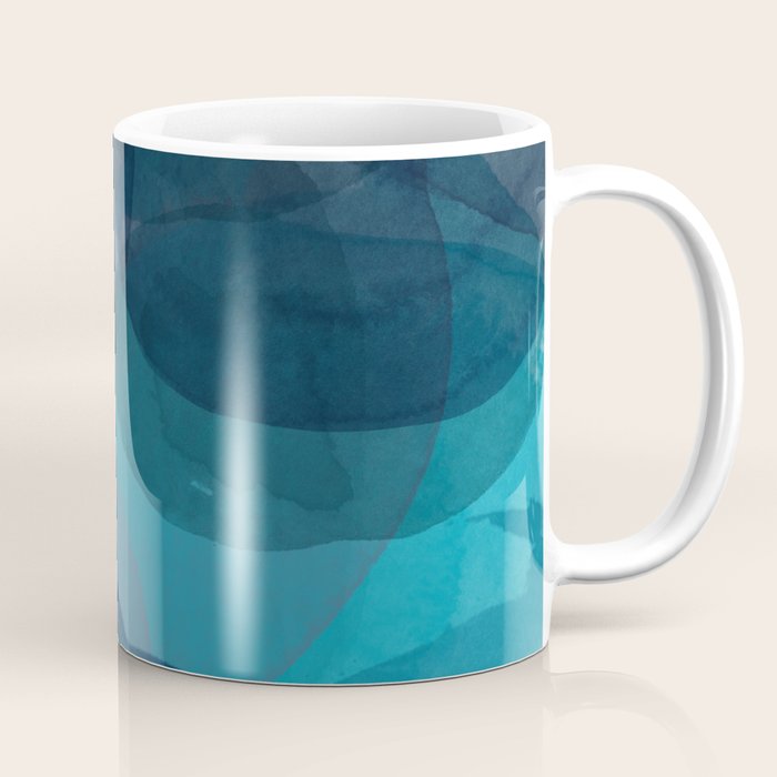 Abstract Watercolor Circles In Ombre Blue Coffee Mug