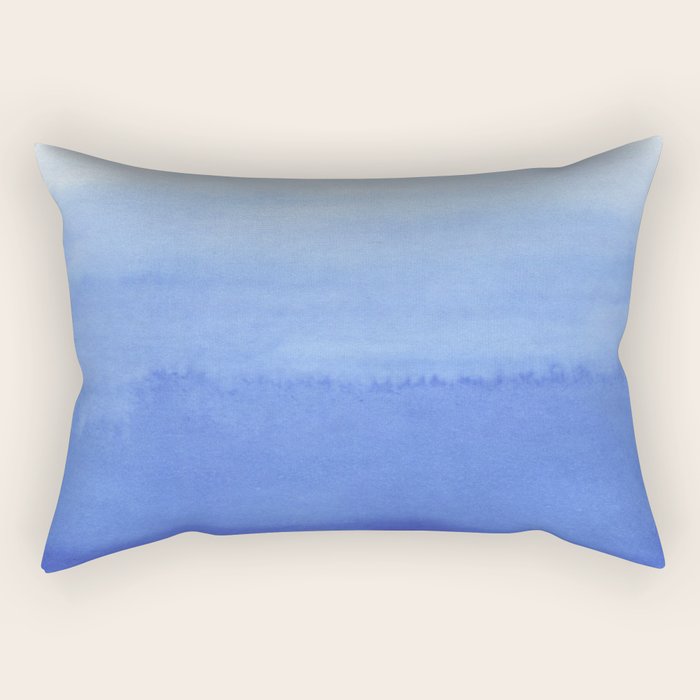 Hand Painted Navy Blue Aqua Watercolor Ombre Pattern Rectangular Pillow