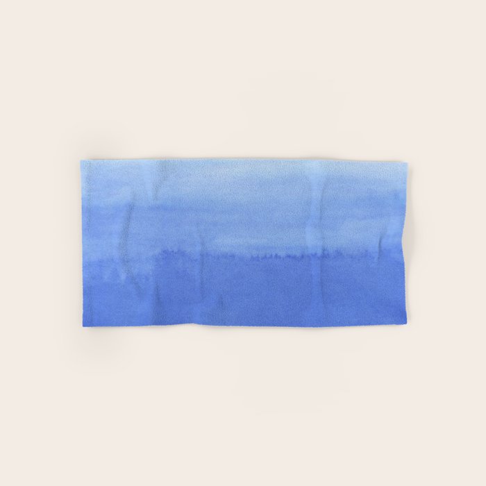 Hand Painted Navy Blue Aqua Watercolor Ombre Pattern Bath Towel