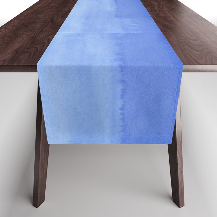 Hand Painted Navy Blue Aqua Watercolor Ombre Pattern Table Runner