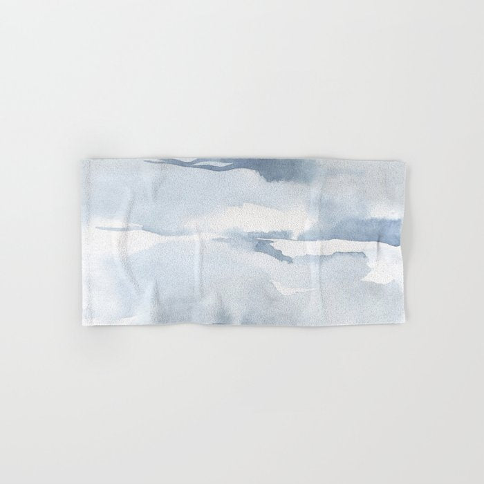 Pastel Blue Gray Abstract Watercolor Brushstrokes Stripes Pattern Bath Towel