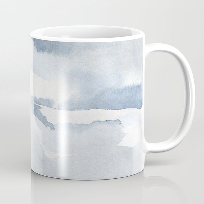 Pastel Blue Gray Abstract Watercolor Brushstrokes Stripes Pattern Coffee Mug
