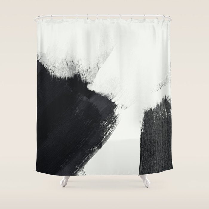 Brush Stroke Black White Painted Ii Shower Curtain
