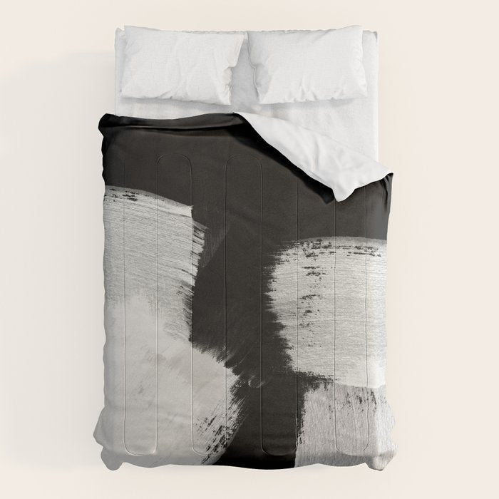 Brush Stroke Black White Painted Comforter